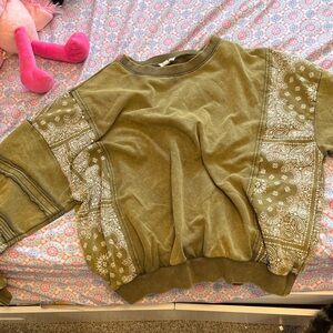 Easel Olive Paisley Sweatshirt